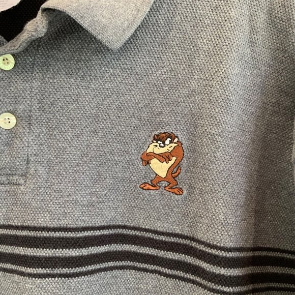 Vintage TASMANIAN DEVIL Warner Bros. Long Sleeve Collar 3 Button Shirt Mens XXL - Picture 3 of 7